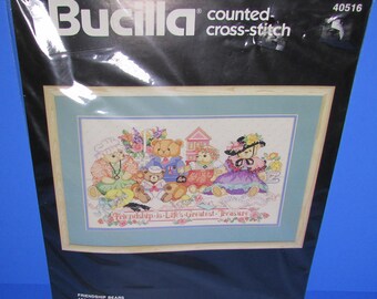 Counted Cross Stitch Kit Bucilla Friendship Bears NIP