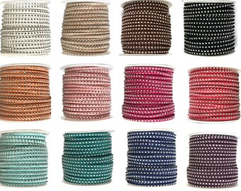 Faux Suede Cord, with Aluminum Cabochons Studs 3mm x 2mm - choose length