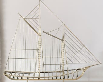 Curtis Jere Brass Ship Sculpture - Signed