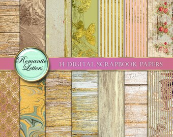 Digital paper wood digital scrapbook paper gold glitter digital downloads digital background victorian digtal paper vintage scrapbooking