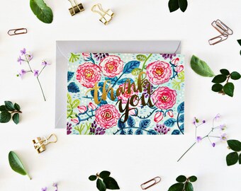 Thank You Greeting Card with gold foil