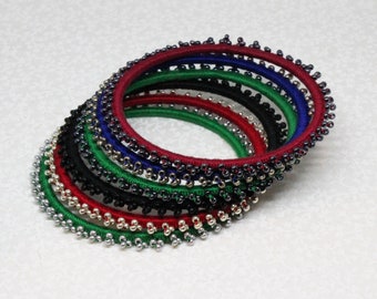 Tatted bangle bracelet with beads Medium