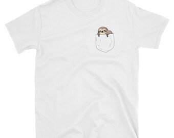 Sloth in a Pocket Tshirt for Men and Women - Sloth Pocket Shirt