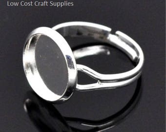 Silver Ring Blanks, Ring Blanks, Ring Settings, 12mm Ring Blanks, Adjustable Ring Blank, Adjustable Ring, Silver Adjustable Ring, Ring 12mm,