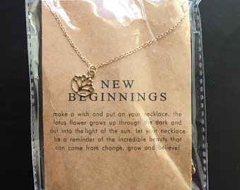 Gold lotus necklace, flower necklace