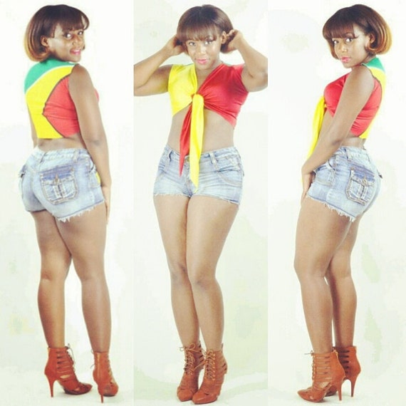 Custom Guyana Flag Tie Crop Shirt Guyanese Fitted Shirt Carnival Outfit Belly Shirt *Other Countries Produced As Well