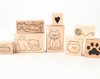 Lot Of Vintage Kitty Cat Stamps JRL Design And Company ~ 161222