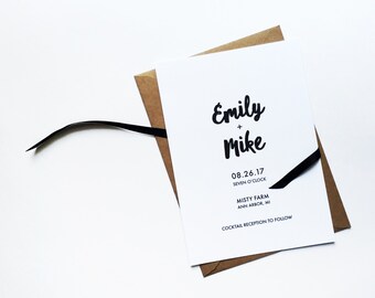 mr. + mrs. minimalist wedding invitations
