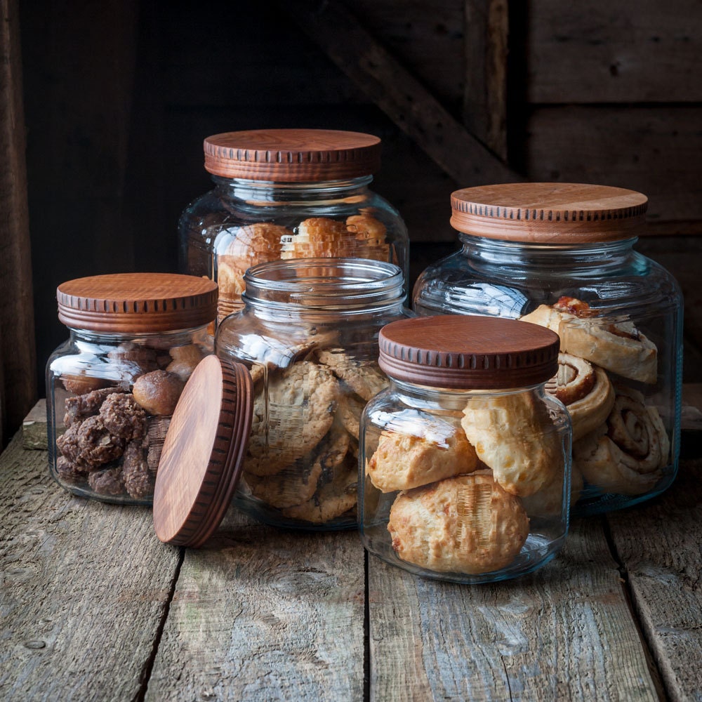 Wood Pantry Jar Lids Covers for Glass Jars Wood Lids for