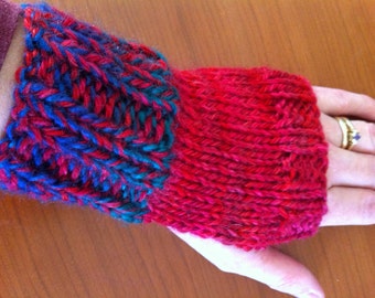 SALE: Red, Blue & Green Fingerless Gloves