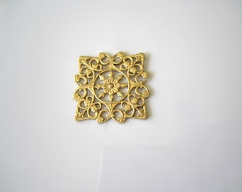 Raw Brass Filigree Square Brass Square Filigree Findings Raw Brass Filigree Square Brass Jewelry Supplies 25mm (1 pc) 61V7