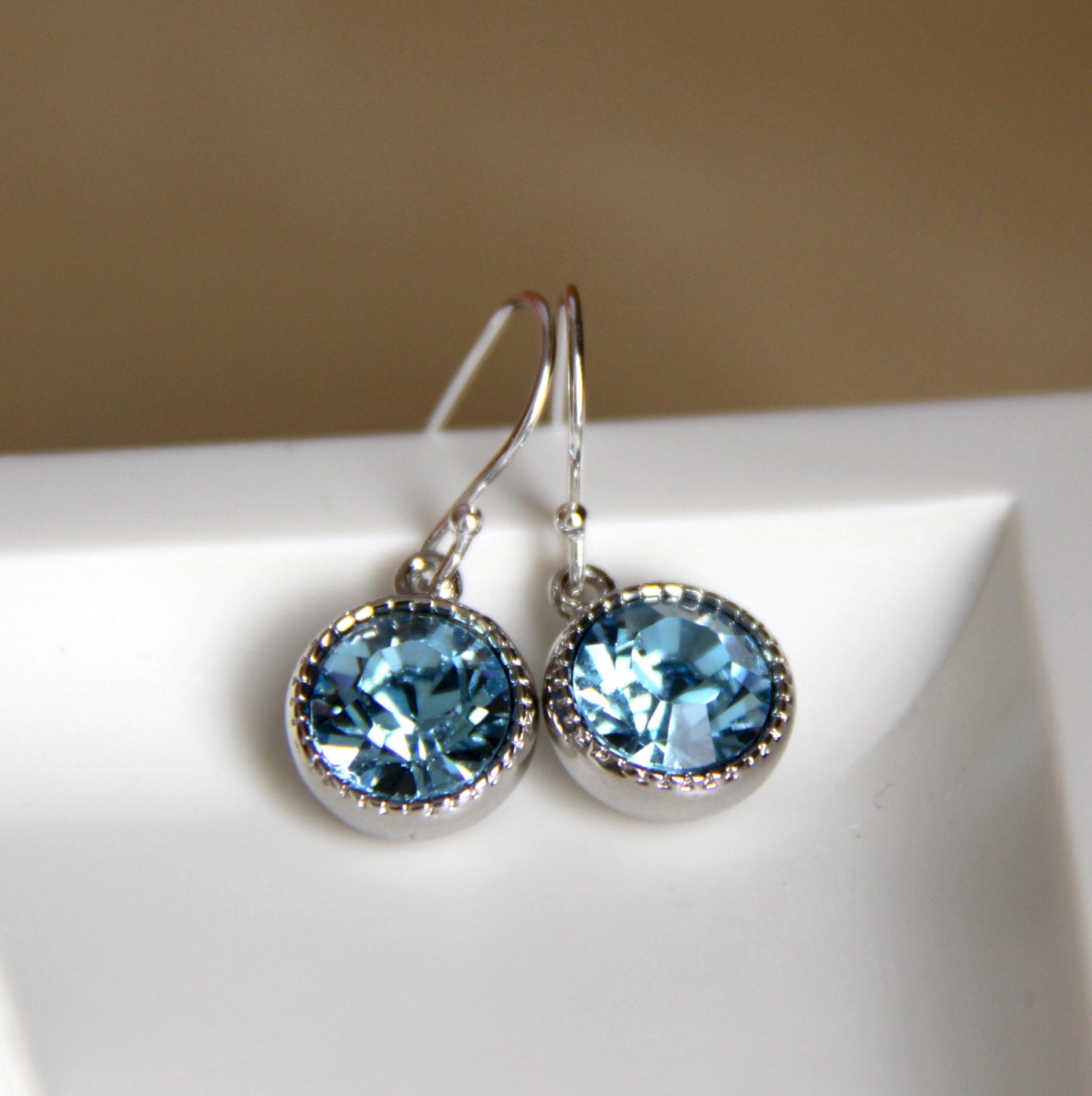 Blue Swarovski Earrings Sparkly Crystal Earrings Gifts for