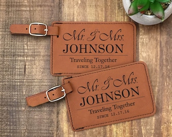 Personalized Luggage Tags - Set of 2 - Mr & Mrs Luggage Tags - Traveling Together - Wedding Gift - Customized - Travel Tag - Luggage Tag