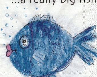 COCK 001 BLOWFISH pattern 4 X 1 paper cocktail napkin