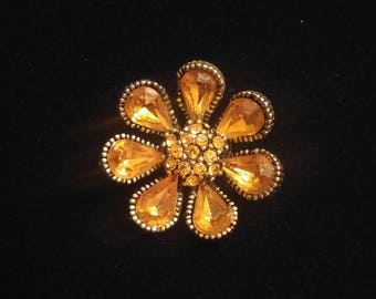 Vintage Floral Faux Topaz Brooch