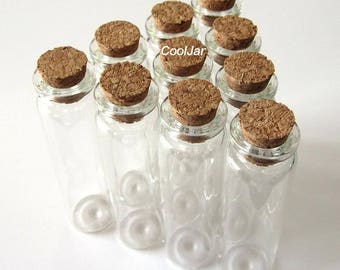 10 Pcs 22x80mm 20ml Cork Button Glass Bottles