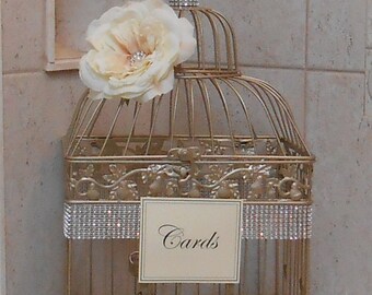 Birdcage Wedding Card Holder | Champagne Gold Birdcage | Wedding Box | Gold Birdcage | Wedding Cardholder