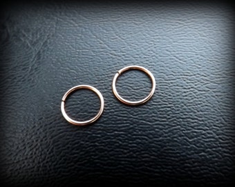 Set of 2 14K Rose Gold F Hoops Seamless Hoop Ring for Nose,Ear,Cartilage,Tragus,eyebrow/Thin Snug/endless hoop/Sale!