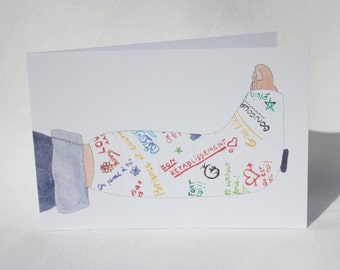 Postcard "good recovery plaster" drawn and painted by hand