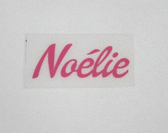 Name in flex fusible text and colors to choose Dollie script