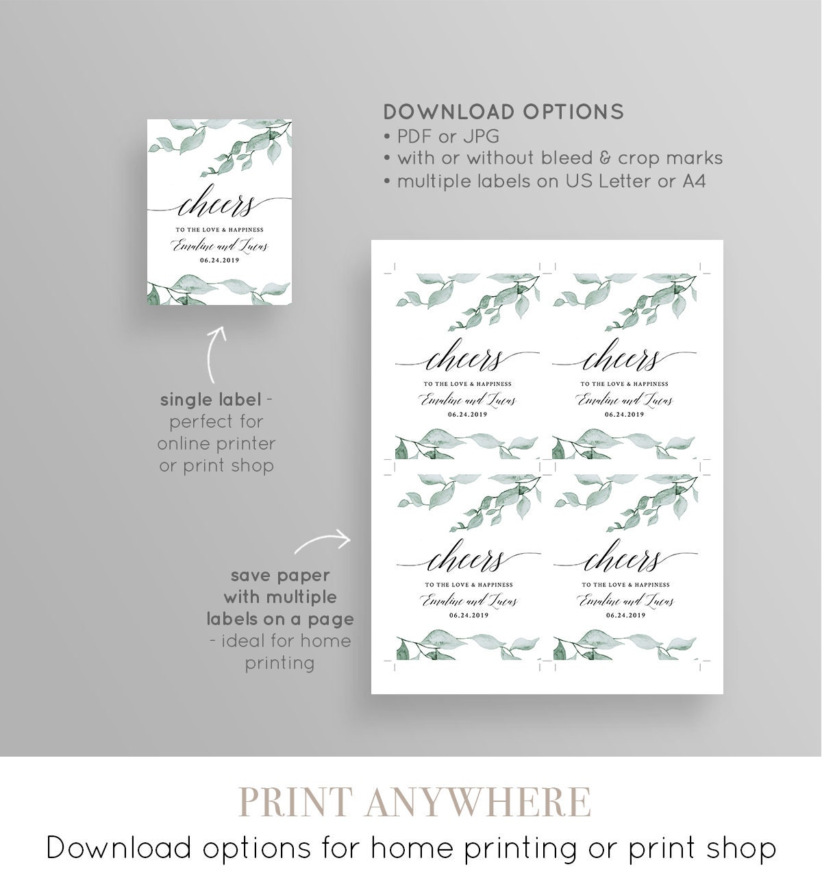 wedding wine label template printable wine bottle sticker