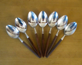 ECKO ETERNA Large Serving Spoon -Serving piece- large 8 1/4" long -Mid century modern -flatware- Canoe Muffin pattern -retro flatware