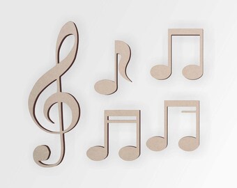 Wooden Music Cutout (5 Pack) | Musician Gift Ideas | Musical Notes | Cutout, Home Decor, Unfinished and Available from 12 to 42 Inches Tall