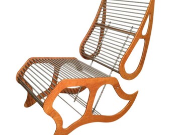 One of a Kind Mid-Century Modern Prototype Aluminum Rod & Plywood Chair