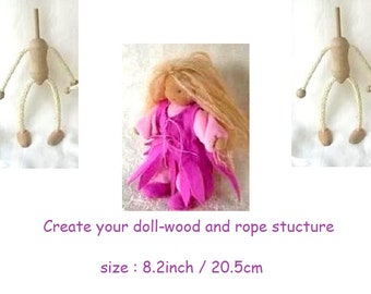 Wood and rope doll's structure, doll parts-craft your own doll