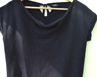 Black Wool Sweater, J CREW, Vintage Ladies Sweater Top, Short Sleeve Sweater, 1990's Sweater, Black Cardigan, J CREW Sweater