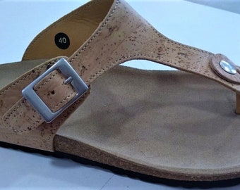Cork Sandals - Natural Cork Shoes - 100% Cork and Leather Sandals - Unisex Shoes