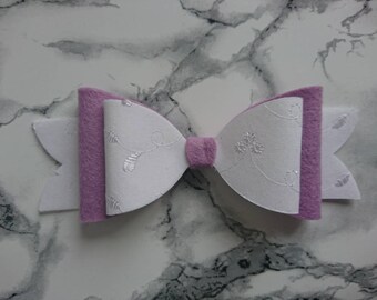 Broderie anglais with lilac hair bow