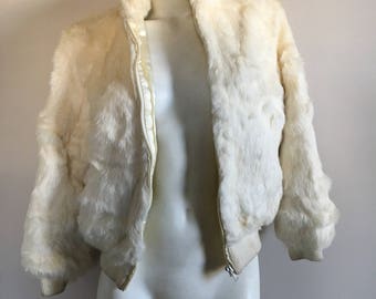 Rabbit fur bomber coat