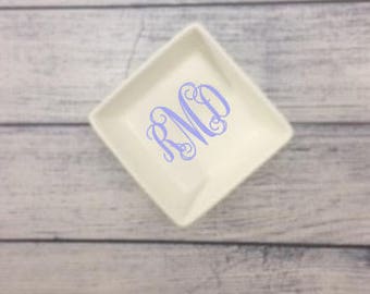 Personalized Porcelain Monogrammed Trinket Tray