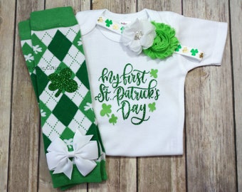 Baby Girl 1st St Patricks Day outfit, Baby Girl St Paddys Day Outfit, Newborn St Patricks day Outfit, Baby's Girl Clothes, Baby Girl Outfit