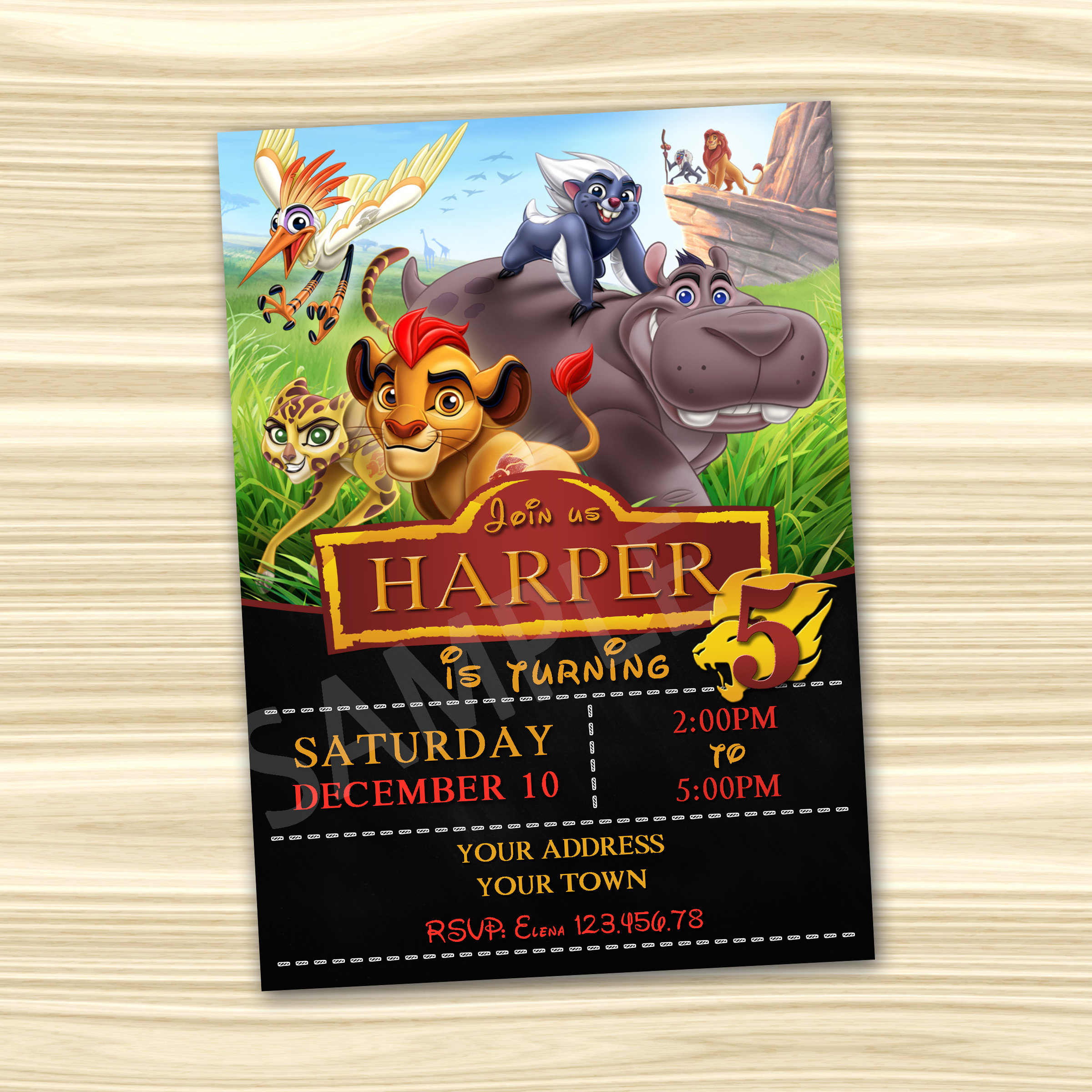 Lion Guard Invitation. Lion Guard Birthday Invitation. Diy