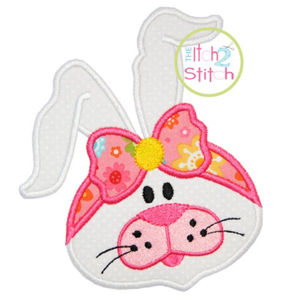 Easter Bunny Face Applique Design For Machine Embroidery