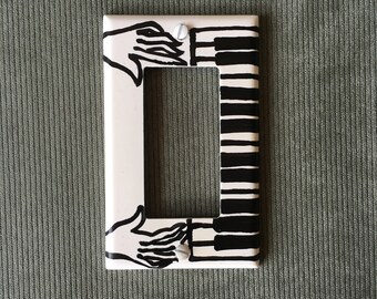 PIANO HANDS Light Switch Plate Hand Painted Wall Art Decor Home Cover Gift