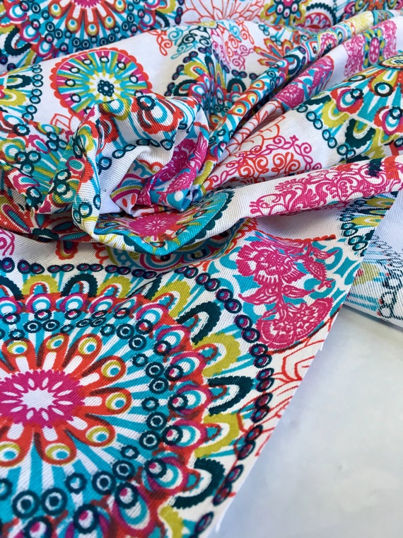IBIZA SUMMER Flower Mandala Designer Cotton Fabric Material