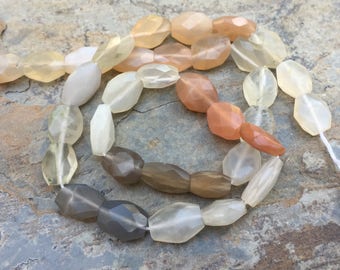 Multi colored Moonstone Beads, Faceted Oval Beads, Moonstone Oval Beads, 10mm, 13 inch strand