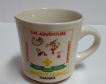 Vintage Boy Scout Coffee Mug Cup Tidewater Council 1987 Scout Show