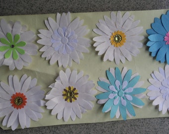 Random 20 pieces 3D daisy upcycled paper stickers