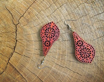Boho dangle earrings, Natural african wood, Eco-friendly jewelry #5