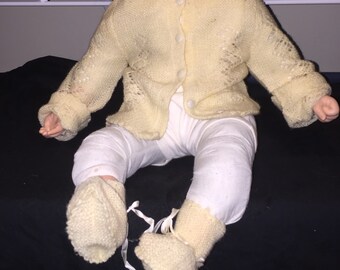 Julius Berger Hand Made Baby Sweater and Booties