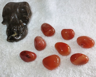 Destash Lots - Qty 8 - Carnelian Tumbles / Tumbled - Inventory Reduction