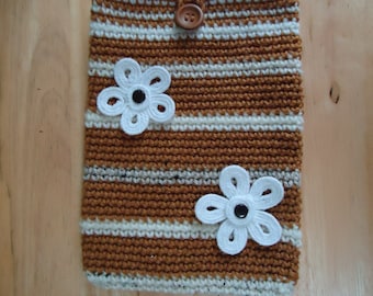 Crocheted iPad Sleeve/Cozy/Cover/Case in Honey Gold and Shades of Beige