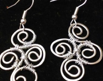 Swirly wirework dangly earrings