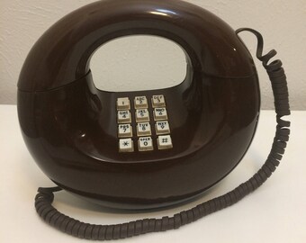 Mid Century Western Electric Sculptura Brown Donut Phone