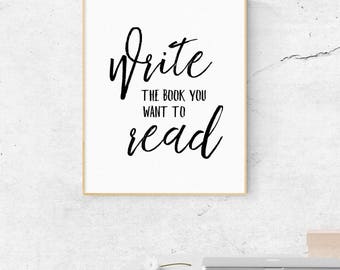 Writer Gift, Author Decor, Author Posters, Booklover Gift, Gifts For Writers, Writing Inspiration, Monochrome, Black And White, Wall Decor