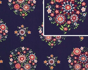 Amy Butler Fabric / Memento in Midnight / 1 yd Quilt Apparel Fabric